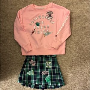 Justice Stranger Things skirt and sweatshirt.